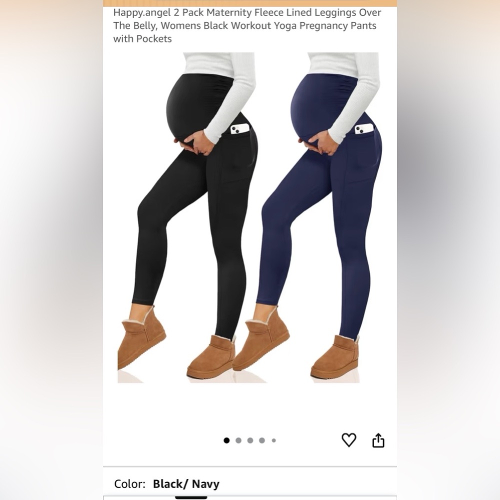 Medium Black & Navy fleece lined leggings